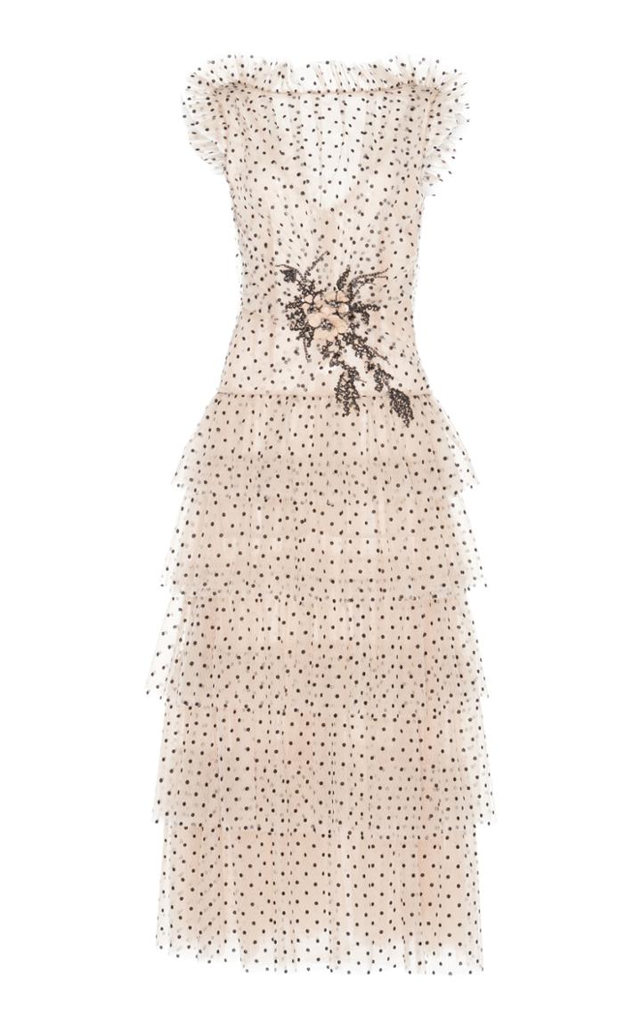 Rodarte Flocked Tulle Ruffle Dress