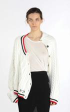 Moda Operandi N21 Deconstructed Stripe-trimmed Cable-knit Cardigan