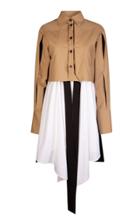 Moda Operandi Joshua Millard Juniper Layered Cotton-blend Midi Shirt Dress