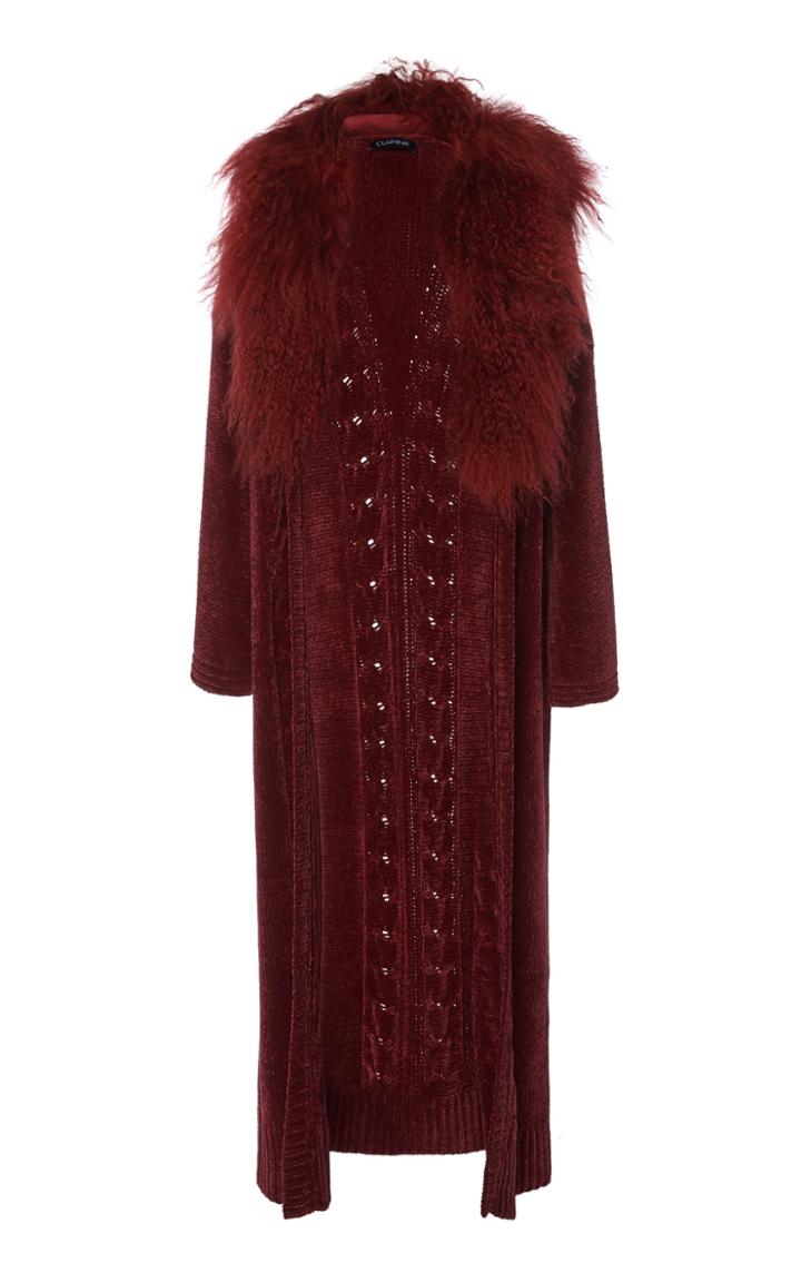 Cushnie Chenille And Tibet Lamb Cardigan Coat