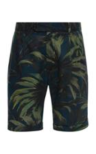 Todd Snyder Olive Palm Print Pleated Dress Short