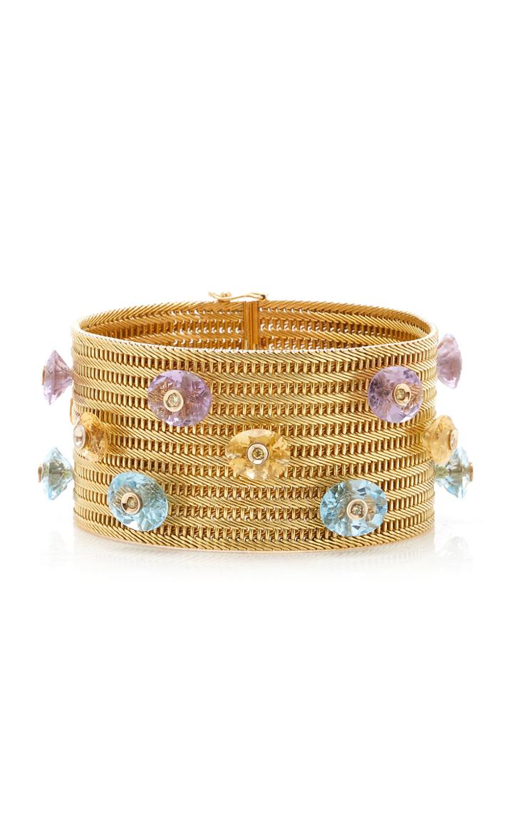 Moda Operandi Eleuteri One Of A Kind Woven Gold Detailed Chain Bracelet Embellished