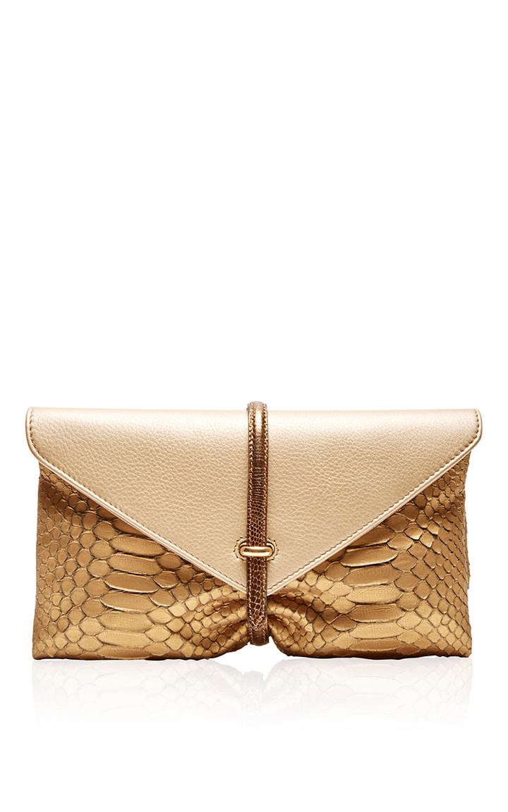 Vbh Gold Python Busta Clutch
