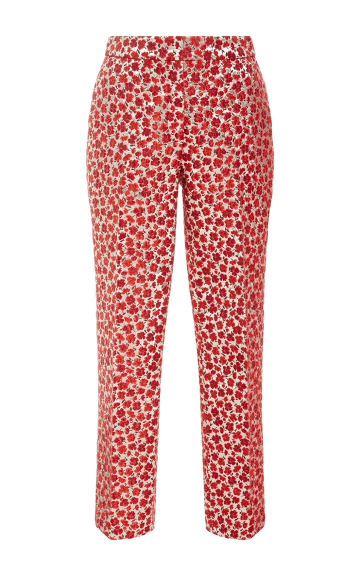 Oscar De La Renta Floral Brocade Straight-leg Pants
