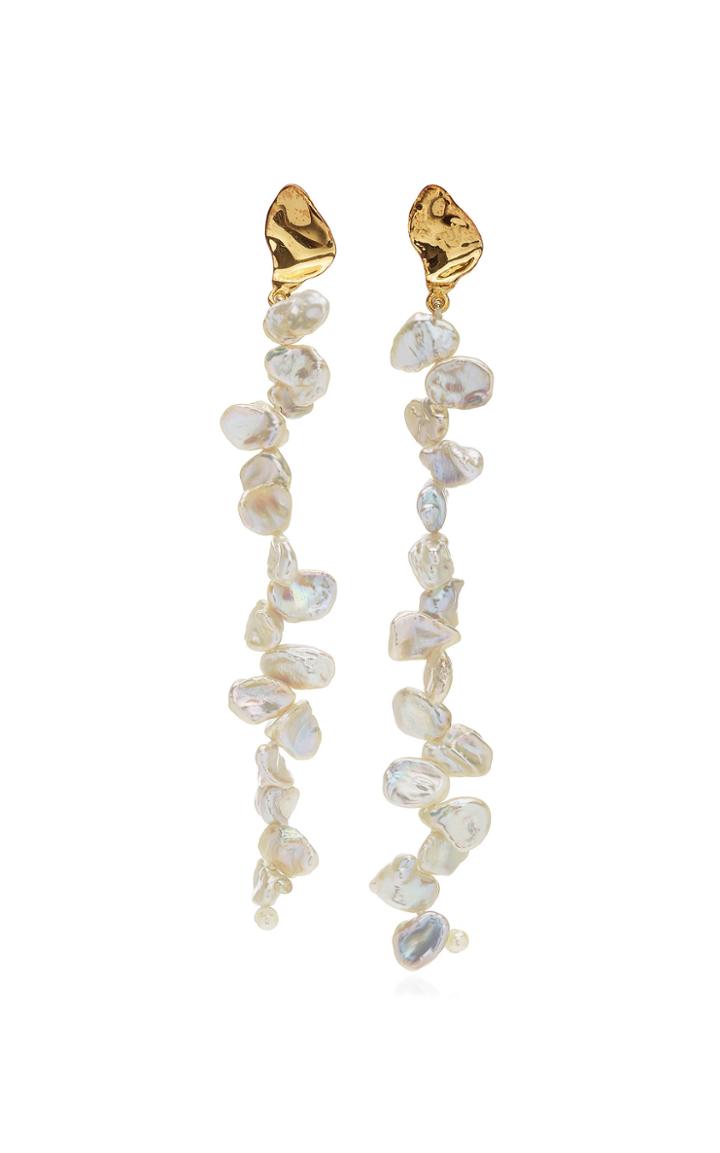 Moda Operandi Pacharee 18k Yellow Gold Petit Pearl Petals Earrings