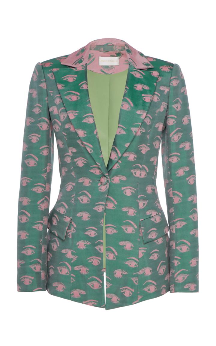 Moda Operandi Christian Siriano Printed Satin Blazer Size: 0