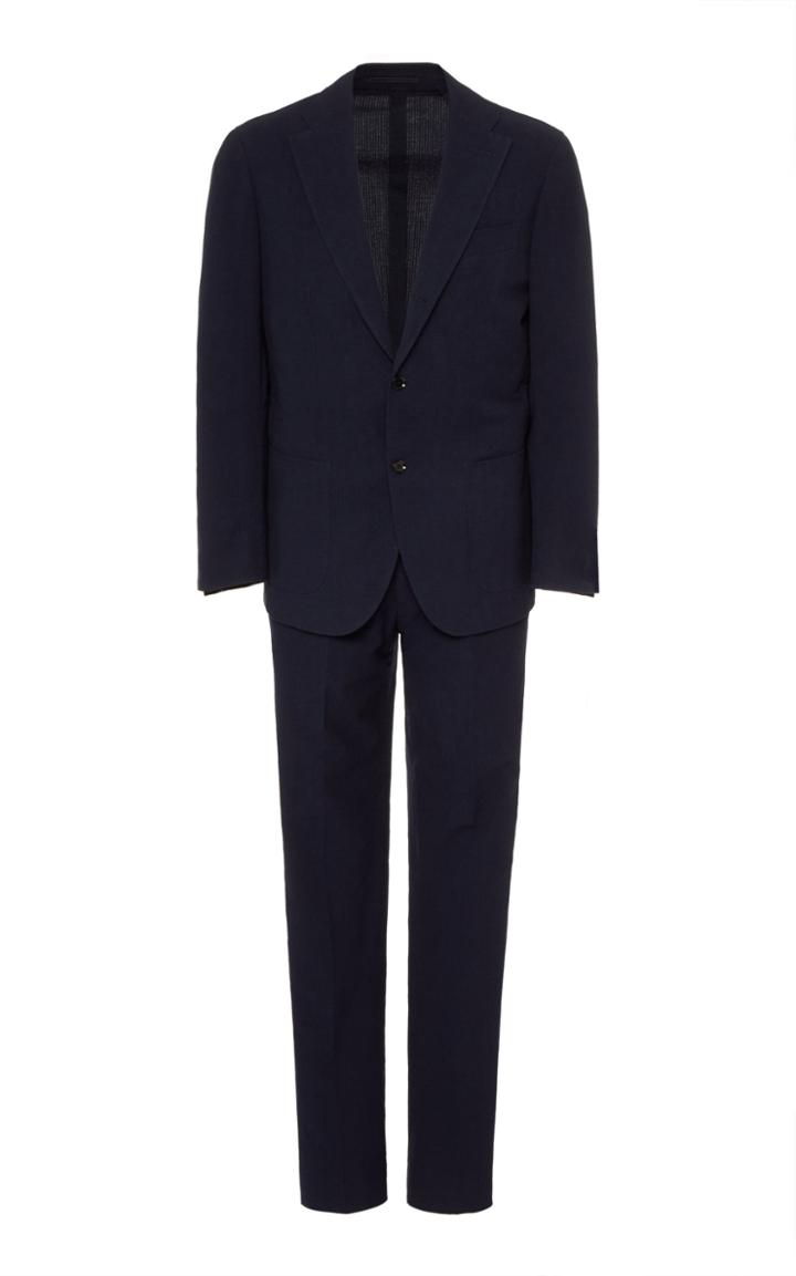 Ring Jacket Balloon Plaid Wool-cotton Seersucker Suit