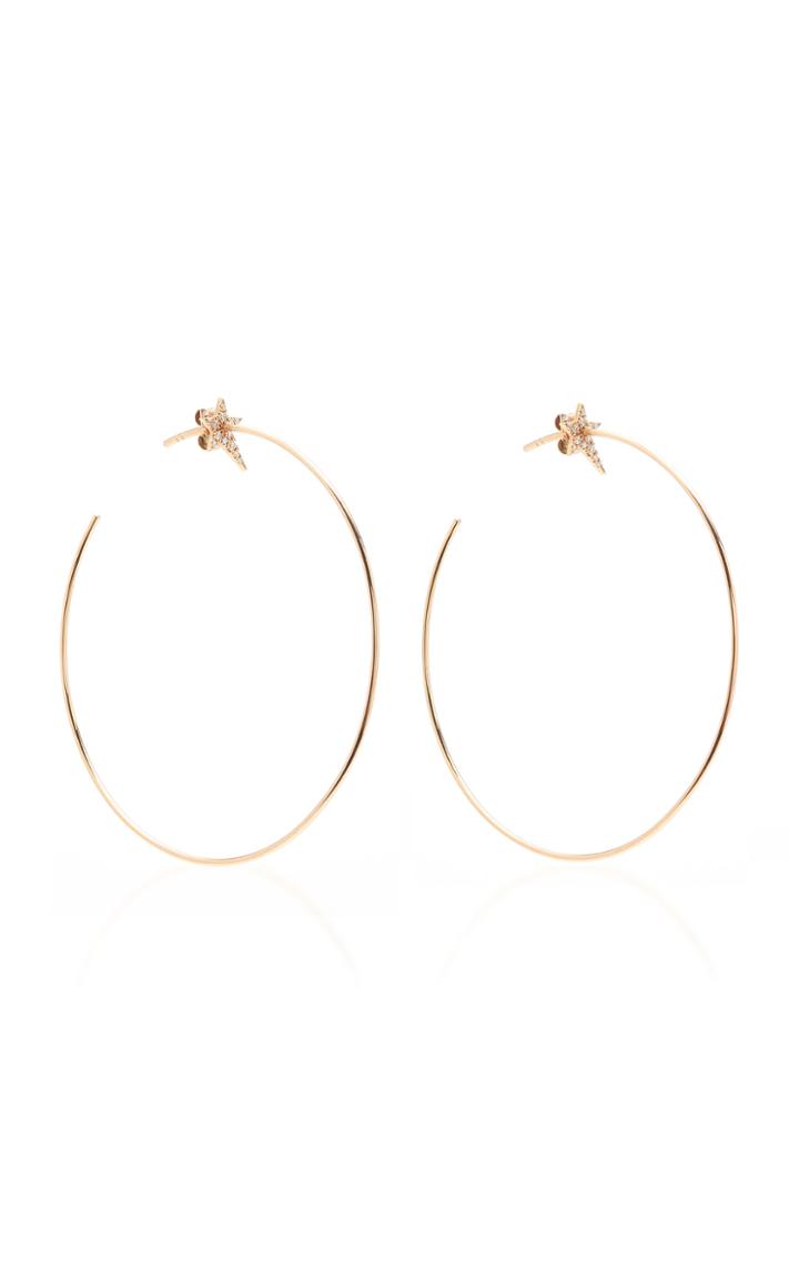 Diane Kordas White Diamonds Star Hoop Earrings