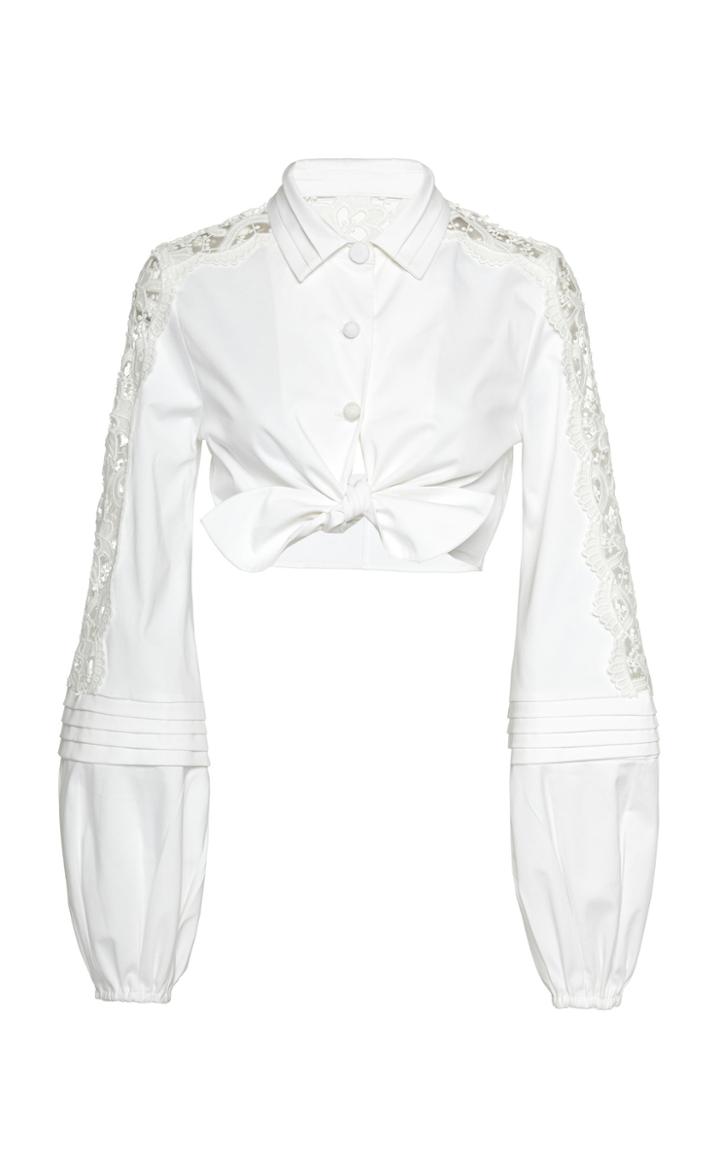 Alexis Toilan Eyelet Cropped Long Sleeve Shirt