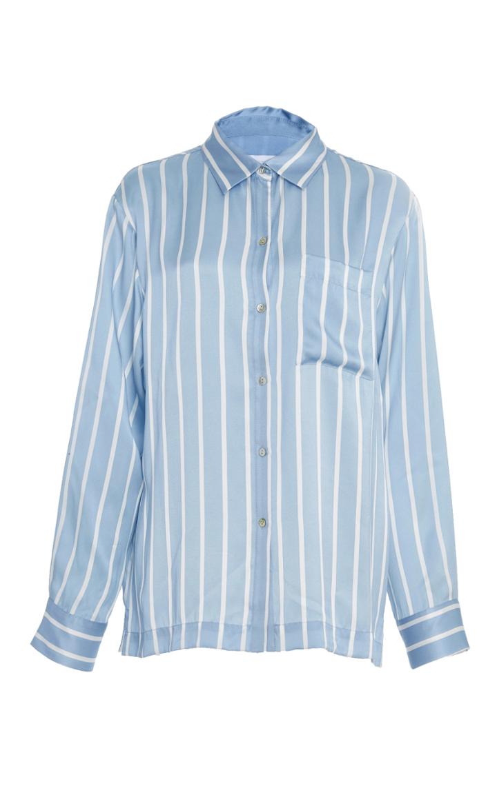 Asceno Silk Pj Button Up Top