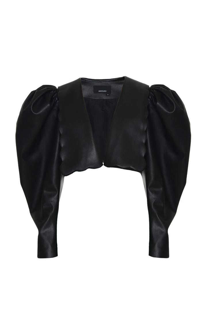 Moda Operandi Anouki Puff Sleeve Puritan Collar Cropped Blazer