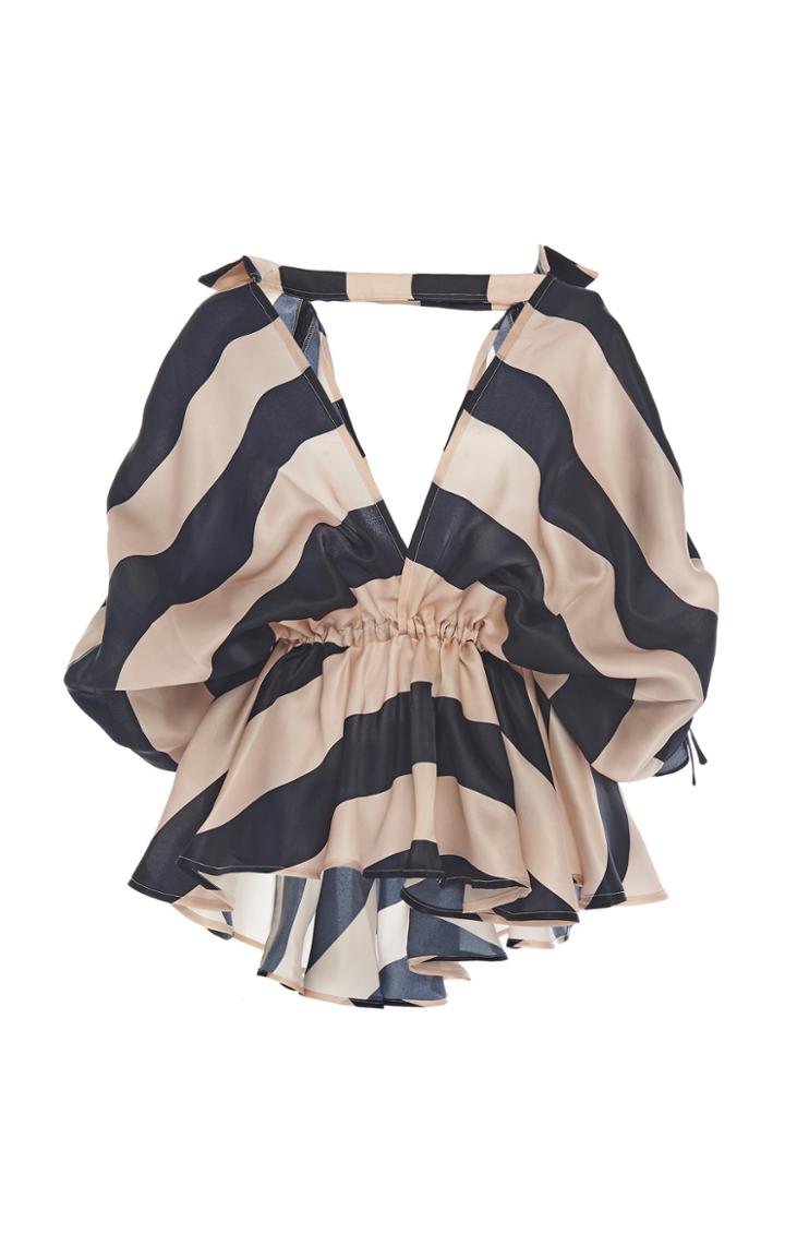 Leal Daccarett Getsemani Striped Satin Peplum Blouse