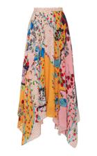 Saloni Freja Asymmetric Floral-print Silk Crepe De Chine Midi Skirt