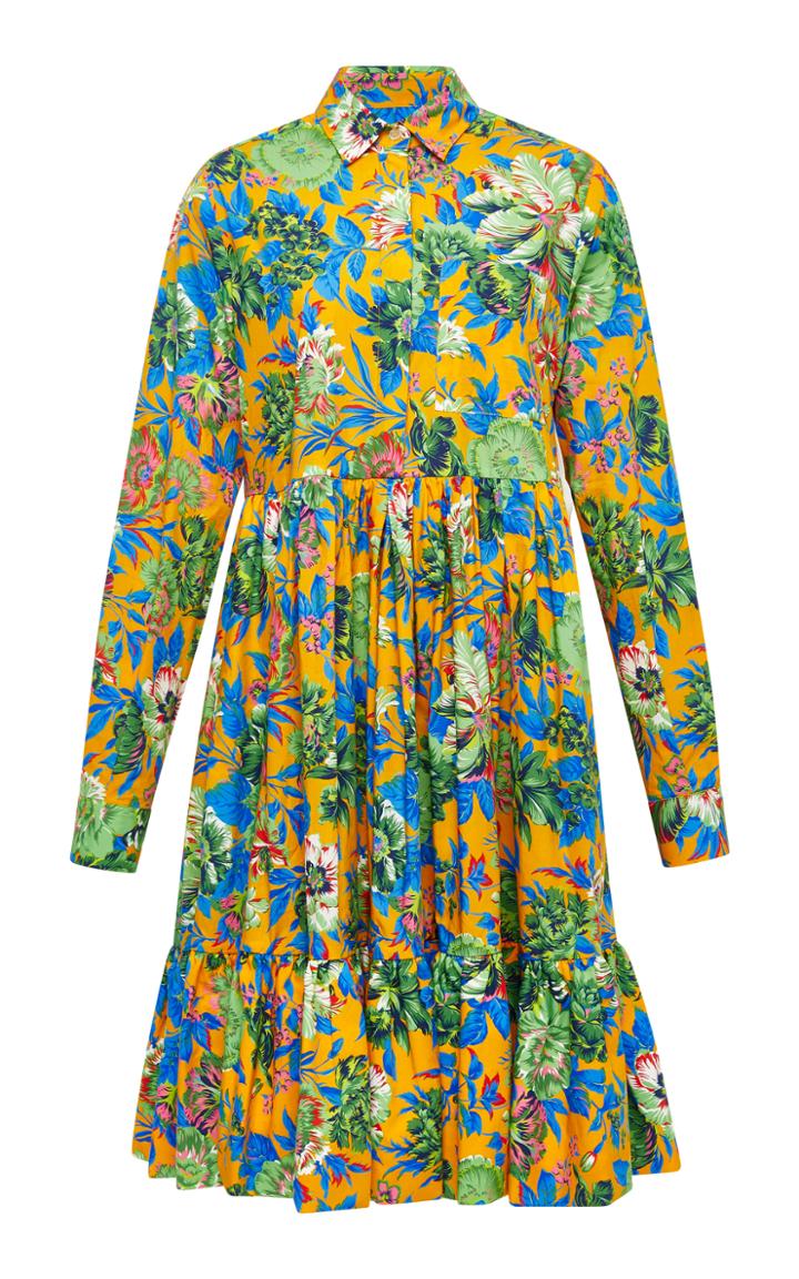 Msgm Tropical Jungle Poplin Shirt Dress