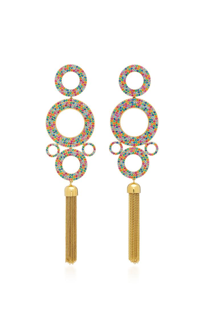 Joanna Laura Constantine Rainbow Grommets Gold-plated Brass And Cubic Zirconia Statement Earrings