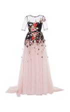 Georges Hobeika Short Sleeve Floral Gown