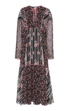 Giamba Floral Tie Neck Maxi Dress
