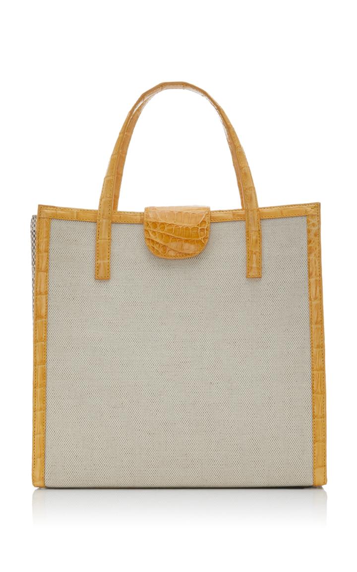 Nancy Gonzalez Frieda Linen And Elaphe Tote
