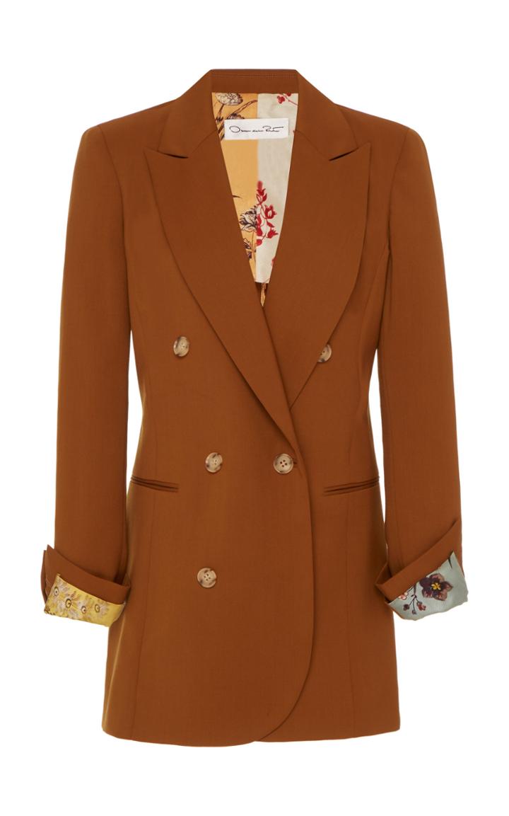 Moda Operandi Oscar De La Renta Wool Double-breasted Blazer Size: 2