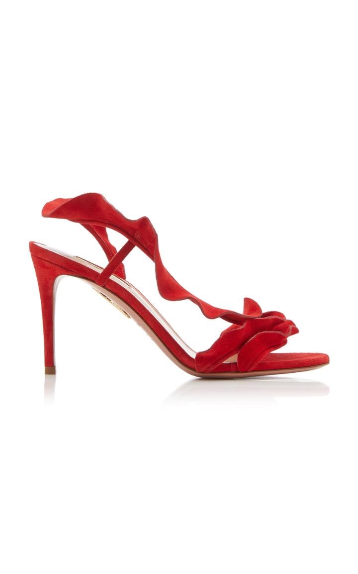 Aquazzura Ruffled Suede Sandals