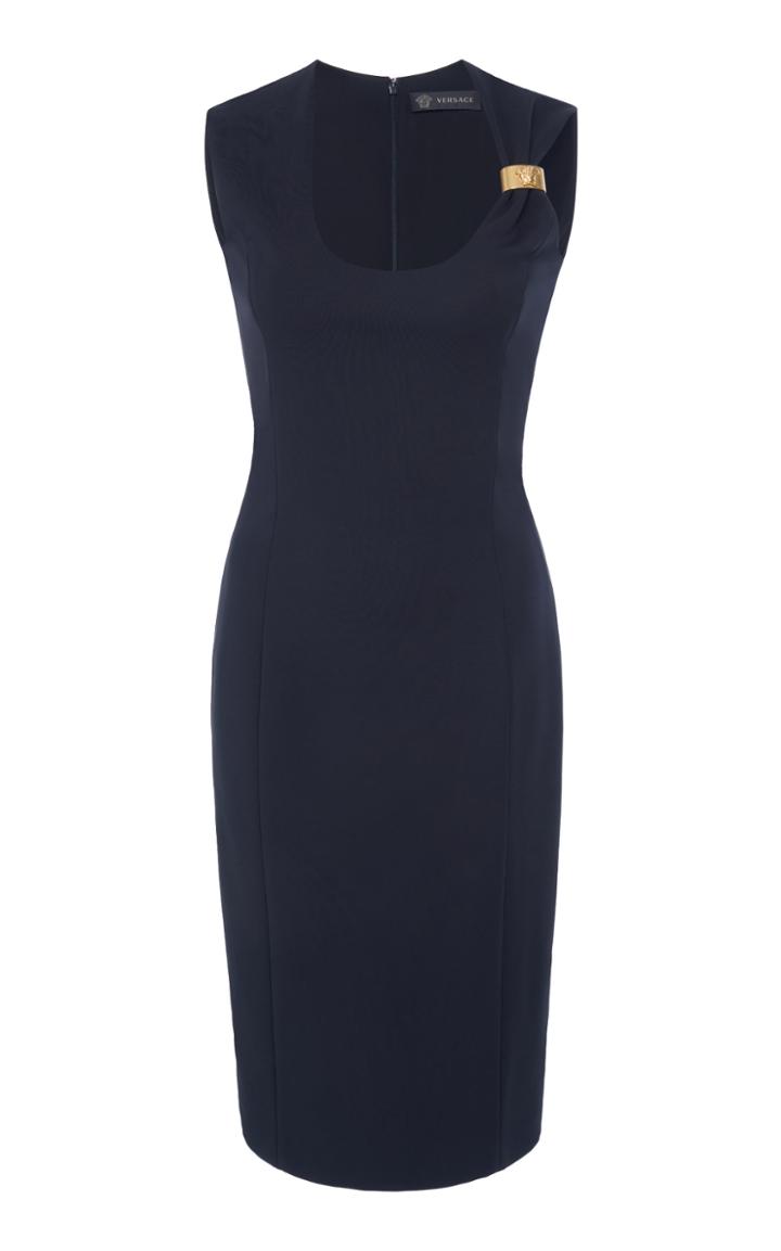 Versace Embellished Crepe Midi Dress