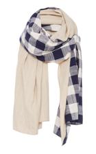 Donni Charm Diagonal Paneled Checked Cotton And Linen Scarf