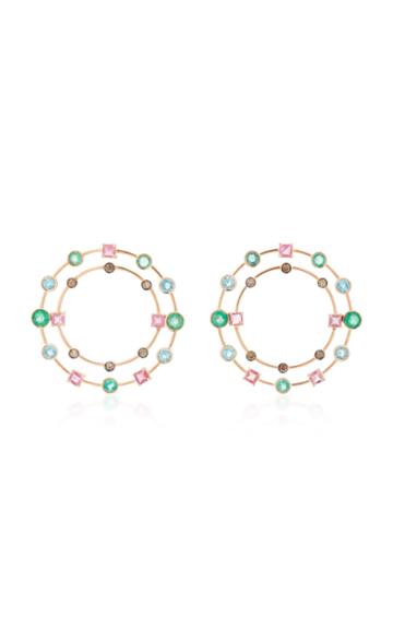 Carolina Neves X Julls 18k Gold Multi-stone Double Circle Earrings