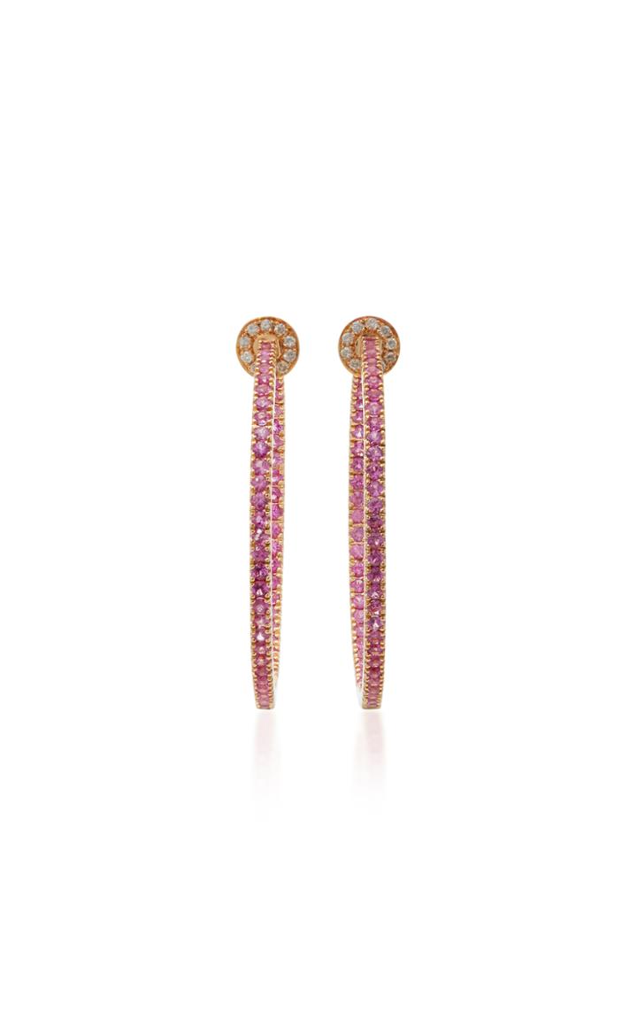 Nam Cho 18k Rose Gold Pink Sapphire And Diamond Hoop Earrings