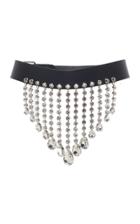 Alessandra Rich Crystal Embellished Leather Thin Belt