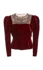 Moda Operandi Marchesa Embroidered Velvet Top