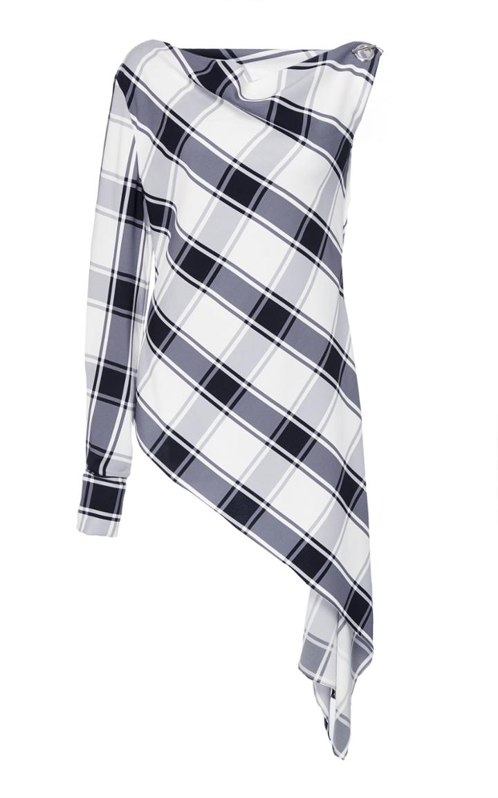 Monse Plaid One-sleeve Blouse