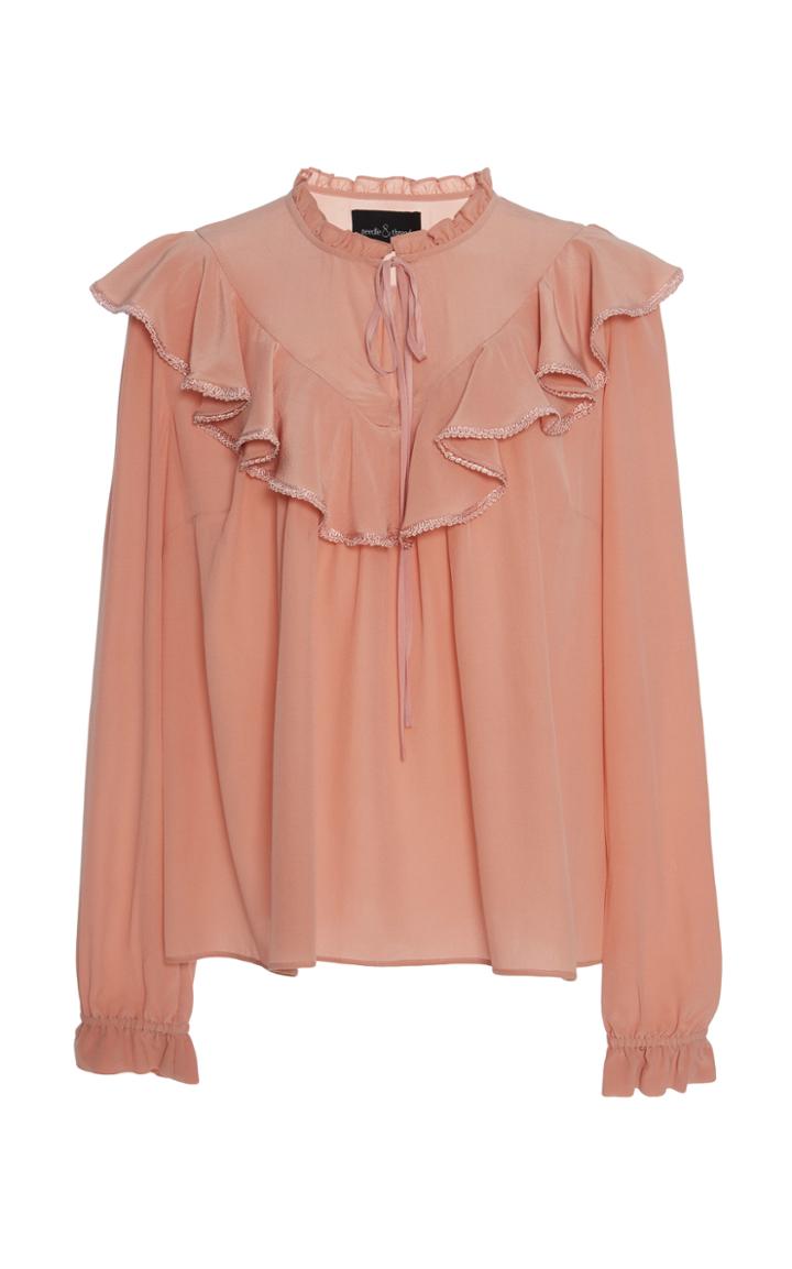 Needle & Thread Silk Ruffle Long Sleeve Blouse
