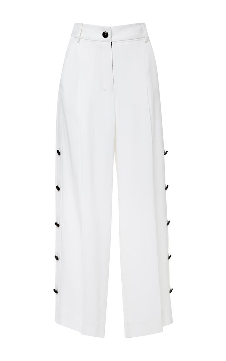 Maiyet White Cropped Side Button Pant