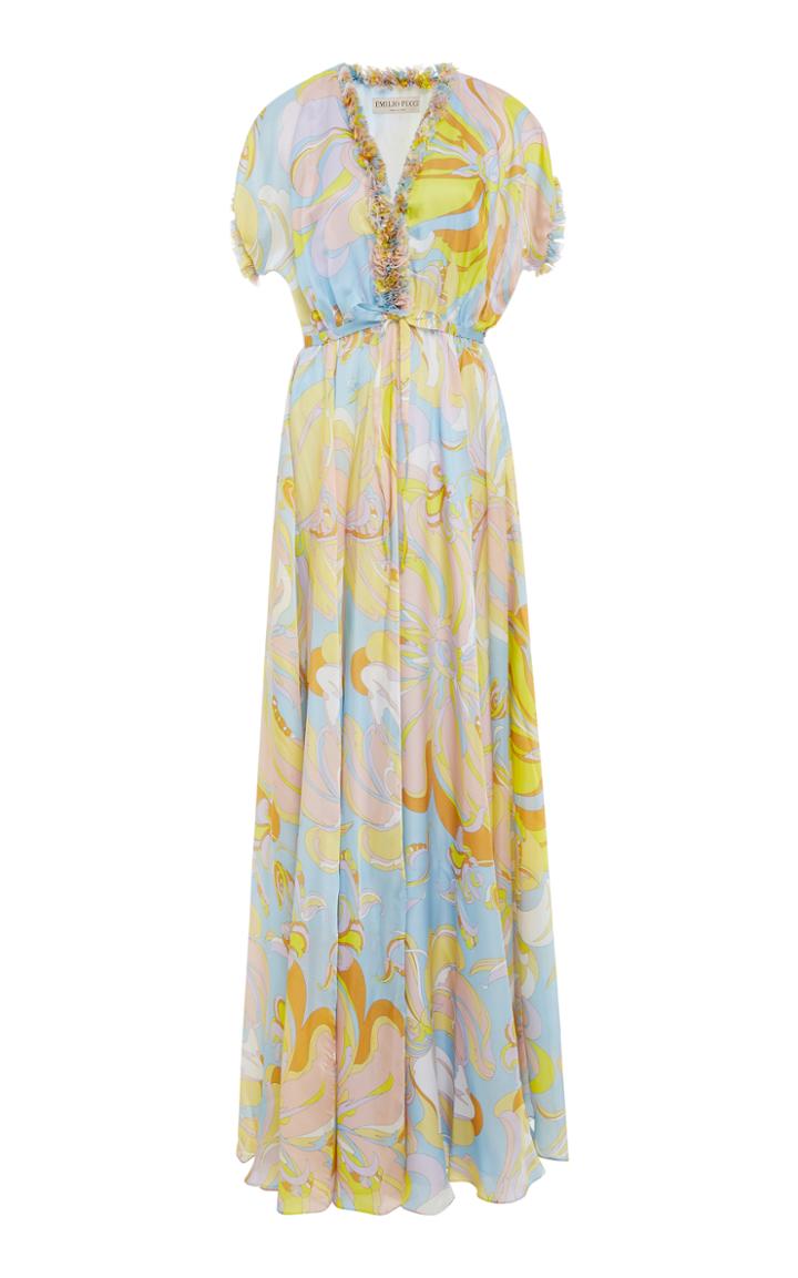 Emilio Pucci Graphic Printed Silk Maxi Dress