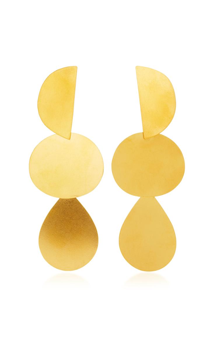 Annie Costello Brown Gold-plated Silver Earrings