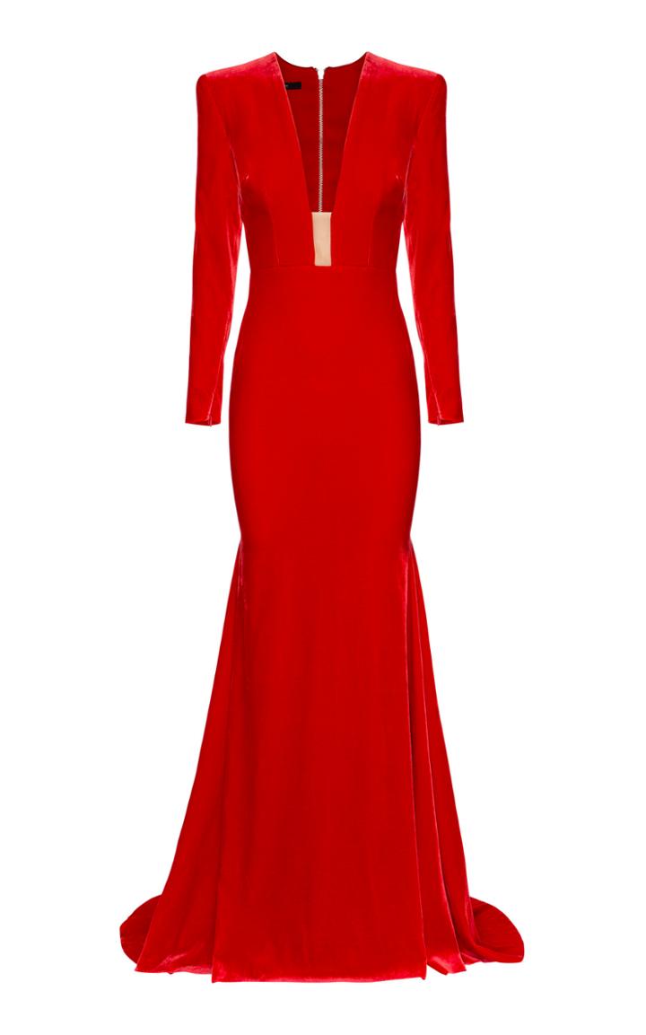 Alex Perry Thatcher Silk Velvet Gown
