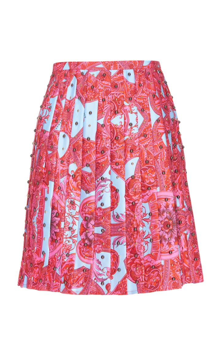 Versace Stud Embellished Silk Mini Skirt