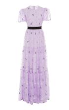 Erdem Triin Belted Floral-print Silk-organza Gown