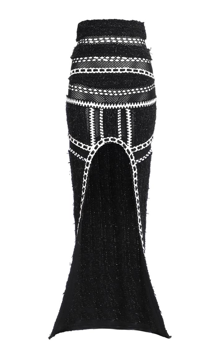 Balmain Two-tone Tweed Maxi Skirt
