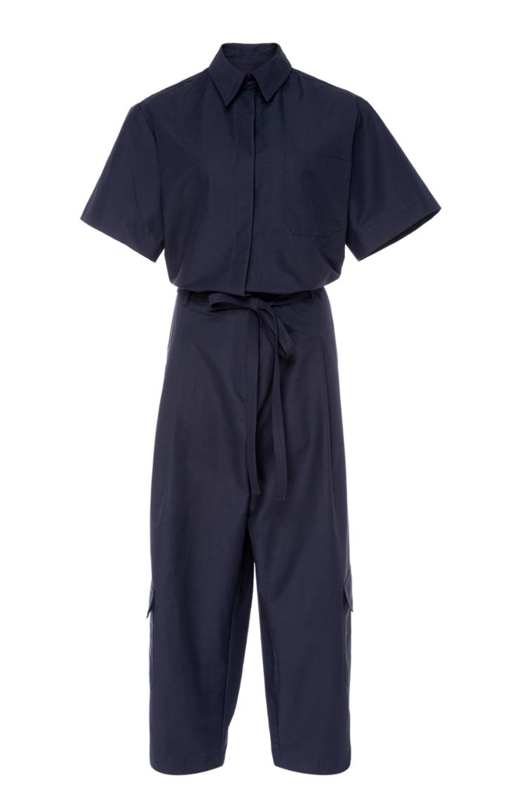 Deveaux Short Sleeve Cotton Blend Jumpsuit