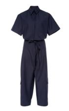 Deveaux Short Sleeve Cotton Blend Jumpsuit
