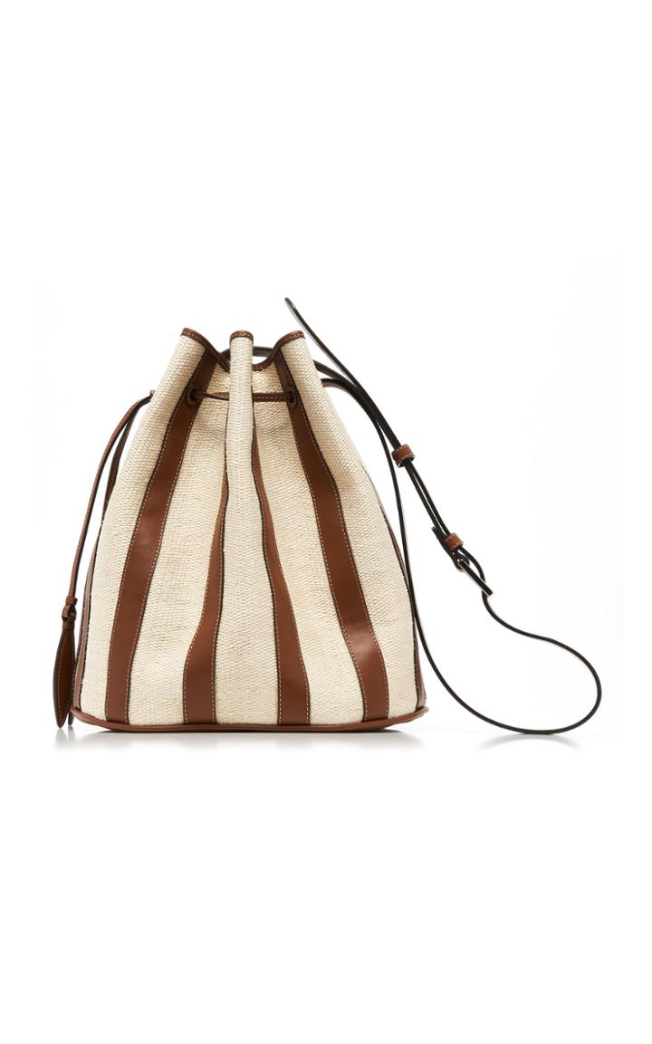 Hunting Season Drawstring Paneled Leather And Canvas Bag