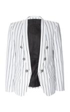 Balmain Satin Striped Shawl Collar 6 Button Jacket