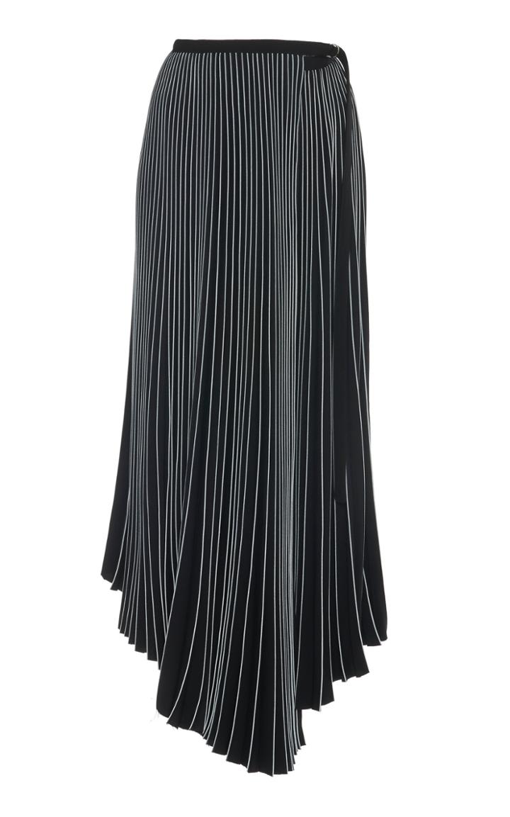 Proenza Schouler Asymmetric Pleated Crepe Maxi Skirt Size: 0