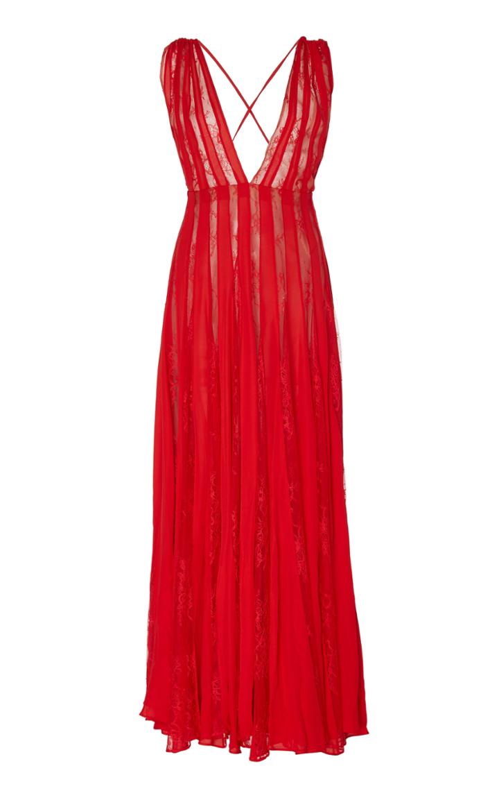 Oscar De La Renta Pleated Sleeveless Dress