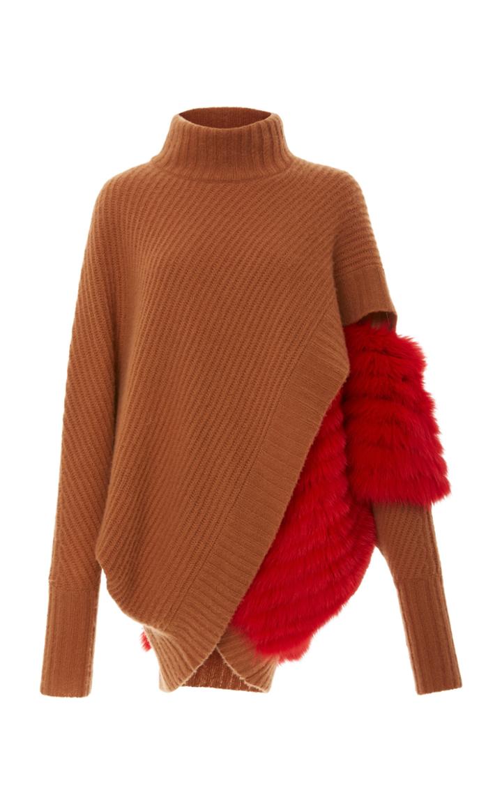Sally Lapointe Airy Wrap Front Red Fox Sweater
