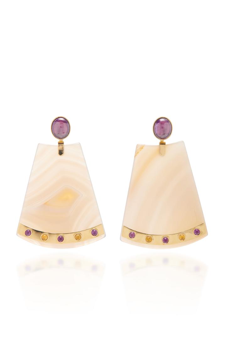 Eduarda Brunelli 18k Gold, Agate, Citrine And Amethyst Earrings