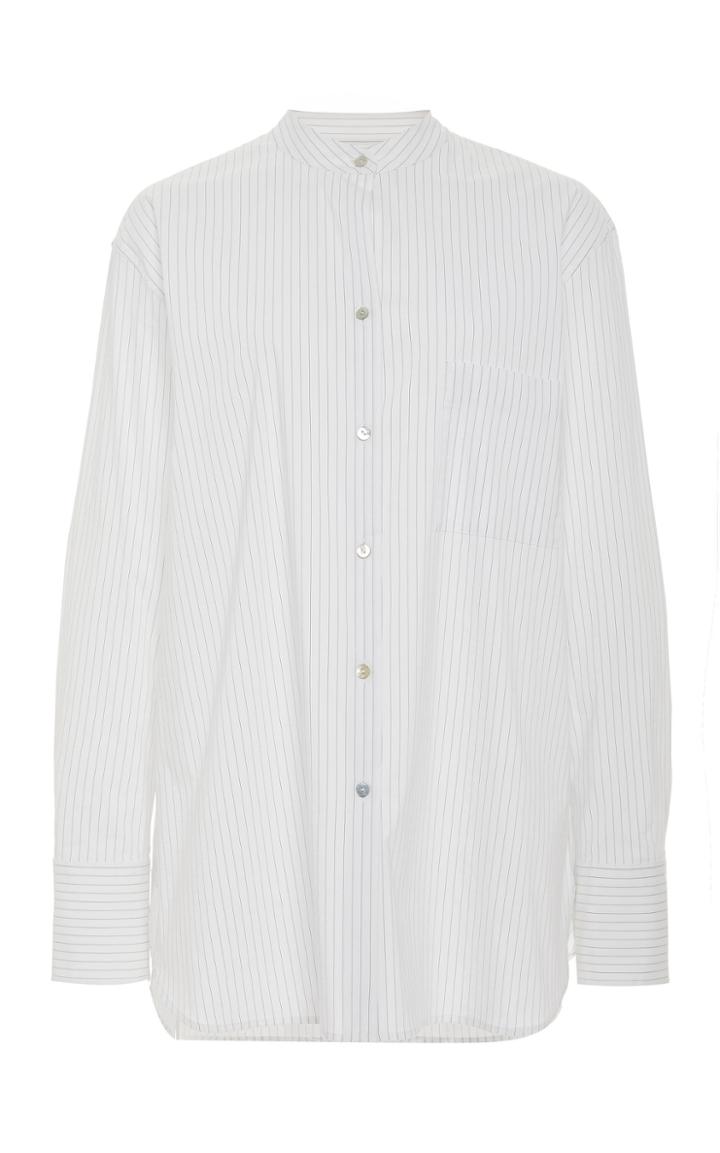 Moda Operandi Vince Striped Cotton-blend Collared Shirt Size: Xxs