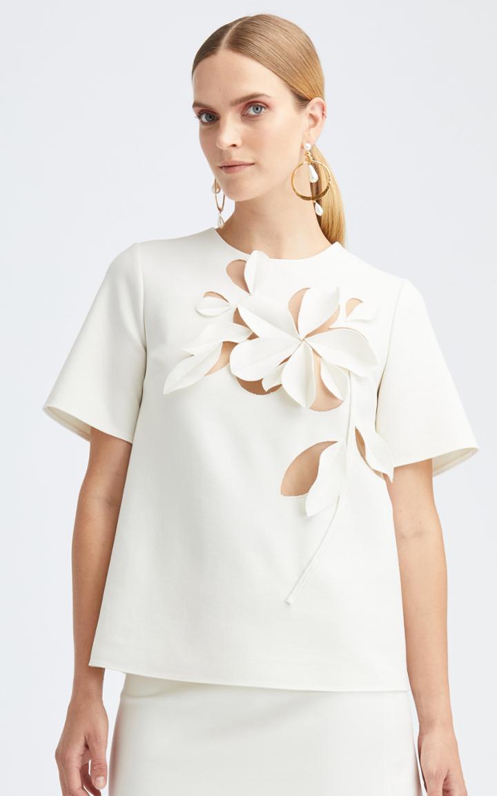 Moda Operandi Oscar De La Renta Laser Cut Wool-blend Top