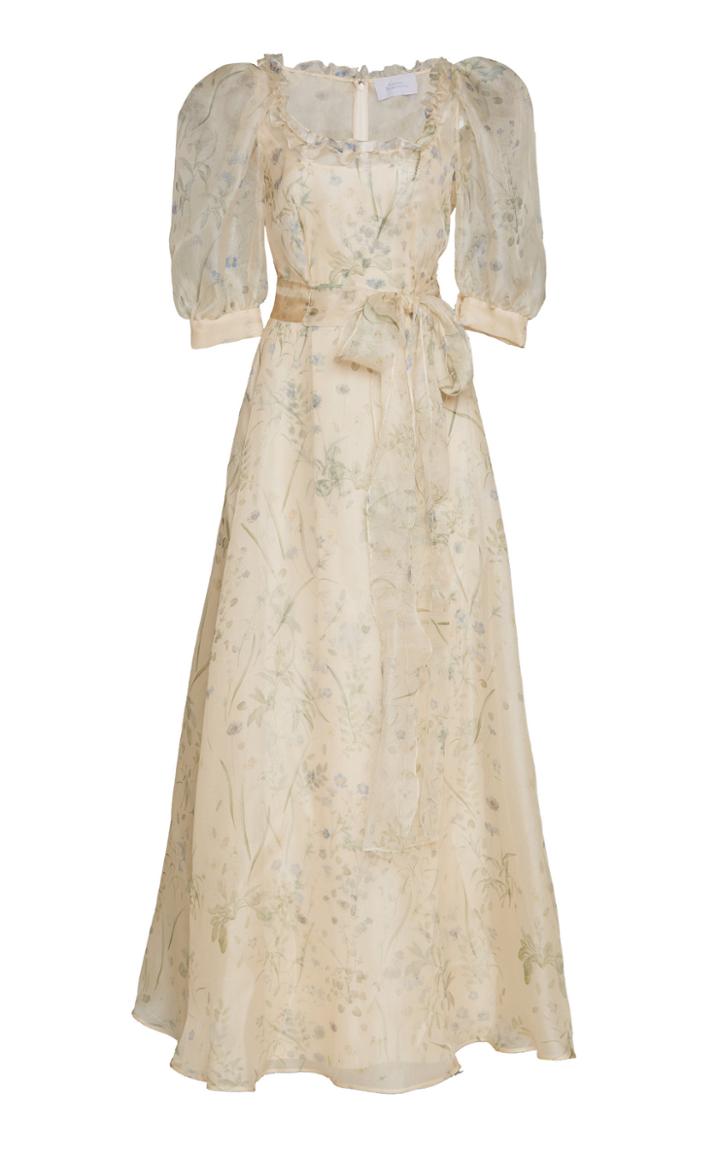 Luisa Beccaria Sheer Balloon Sleeve Gown